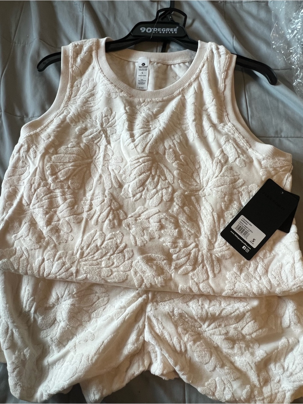 Textured Floral Sleeveless Top - White